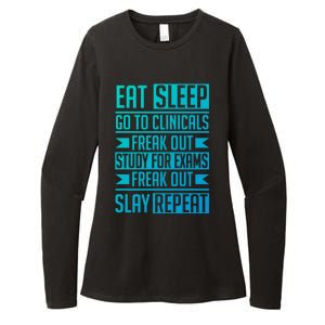 Eat Sleep Clinicals Repeat Funny Nursing School Funny Gift Womens CVC Long Sleeve Shirt