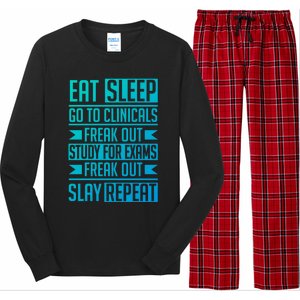 Eat Sleep Clinicals Repeat Funny Nursing School Funny Gift Long Sleeve Pajama Set