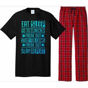 Eat Sleep Clinicals Repeat Funny Nursing School Funny Gift Pajama Set