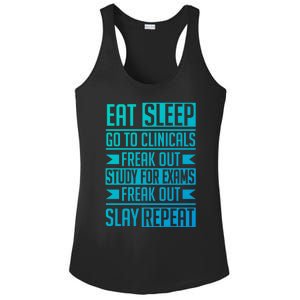 Eat Sleep Clinicals Repeat Funny Nursing School Funny Gift Ladies PosiCharge Competitor Racerback Tank