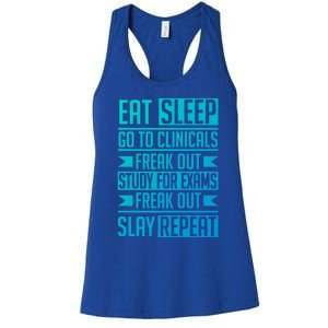 Eat Sleep Clinicals Repeat Funny Nursing School Funny Gift Women's Racerback Tank