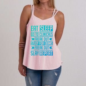 Eat Sleep Clinicals Repeat Funny Nursing School Funny Gift Women's Strappy Tank