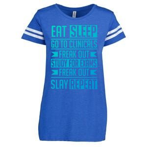 Eat Sleep Clinicals Repeat Funny Nursing School Funny Gift Enza Ladies Jersey Football T-Shirt