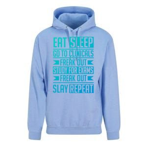 Eat Sleep Clinicals Repeat Funny Nursing School Funny Gift Unisex Surf Hoodie