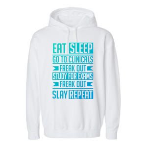 Eat Sleep Clinicals Repeat Funny Nursing School Funny Gift Garment-Dyed Fleece Hoodie