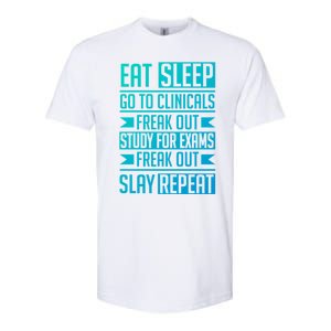 Eat Sleep Clinicals Repeat Funny Nursing School Funny Gift Softstyle CVC T-Shirt