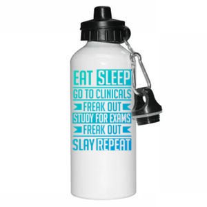 Eat Sleep Clinicals Repeat Funny Nursing School Funny Gift Aluminum Water Bottle