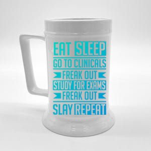 Eat Sleep Clinicals Repeat Funny Nursing School Funny Gift Beer Stein