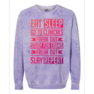 Eat Sleep Clinicals Repeat Funny Nursing School Funny Gift Colorblast Crewneck Sweatshirt