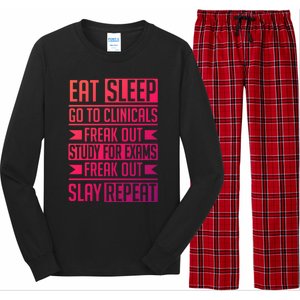 Eat Sleep Clinicals Repeat Funny Nursing School Funny Gift Long Sleeve Pajama Set