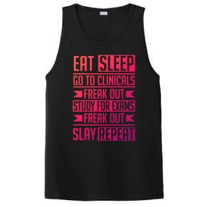 Eat Sleep Clinicals Repeat Funny Nursing School Funny Gift PosiCharge Competitor Tank