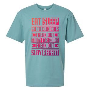 Eat Sleep Clinicals Repeat Funny Nursing School Funny Gift Sueded Cloud Jersey T-Shirt