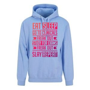 Eat Sleep Clinicals Repeat Funny Nursing School Funny Gift Unisex Surf Hoodie