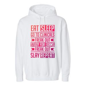 Eat Sleep Clinicals Repeat Funny Nursing School Funny Gift Garment-Dyed Fleece Hoodie