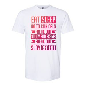 Eat Sleep Clinicals Repeat Funny Nursing School Funny Gift Softstyle CVC T-Shirt