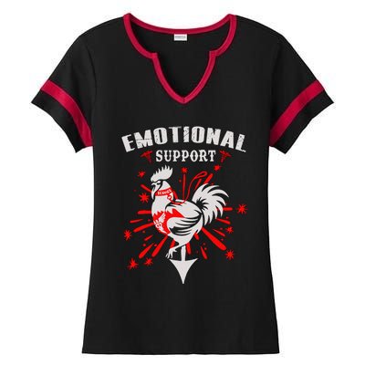 Emotional Support Chicken Emotional Support Cock Ladies Halftime Notch Neck Tee