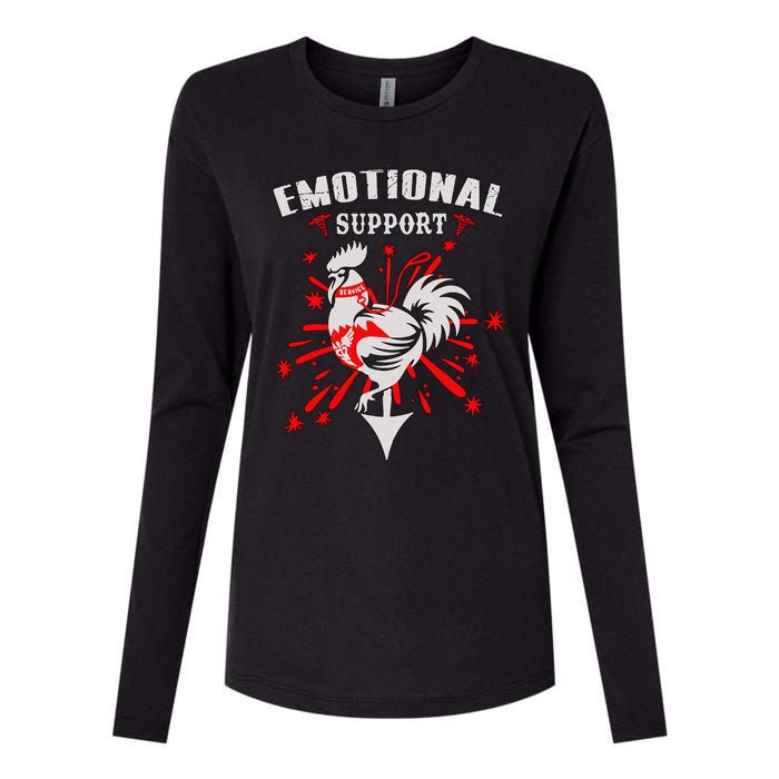 Emotional Support Chicken Emotional Support Cock Womens Cotton Relaxed Long Sleeve T-Shirt