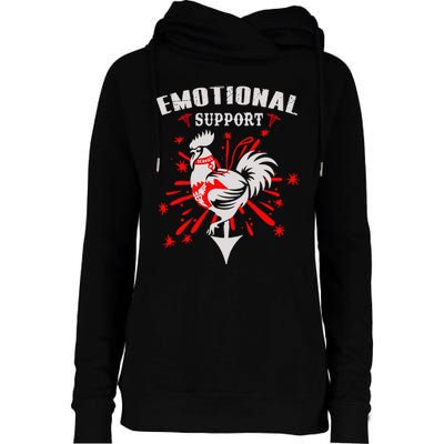 Emotional Support Chicken Emotional Support Cock Womens Funnel Neck Pullover Hood