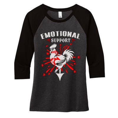 Emotional Support Chicken Emotional Support Cock Women's Tri-Blend 3/4-Sleeve Raglan Shirt