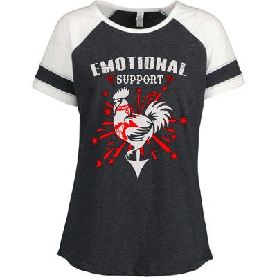 Emotional Support Chicken Emotional Support Cock Enza Ladies Jersey Colorblock Tee