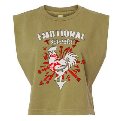 Emotional Support Chicken Emotional Support Cock Garment-Dyed Women's Muscle Tee