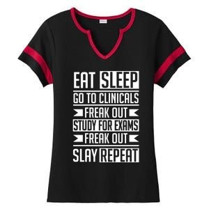 Eat Sleep Clinicals Repeat Funny Nursing School Gift Ladies Halftime Notch Neck Tee