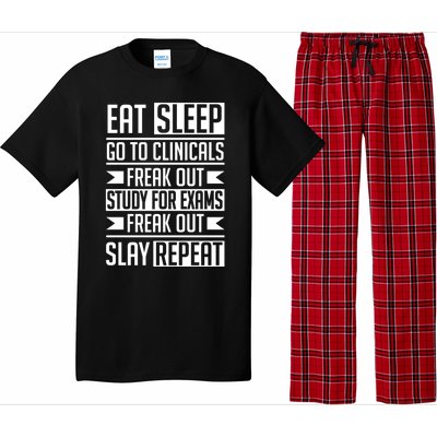 Eat Sleep Clinicals Repeat Funny Nursing School Gift Pajama Set