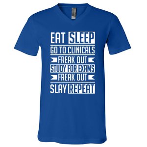 Eat Sleep Clinicals Repeat Funny Nursing School Gift V-Neck T-Shirt