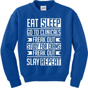 Eat Sleep Clinicals Repeat Funny Nursing School Gift Kids Sweatshirt