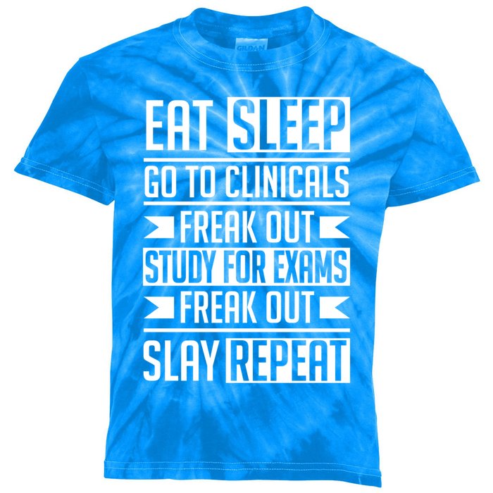 Eat Sleep Clinicals Repeat Funny Nursing School Gift Kids Tie-Dye T-Shirt