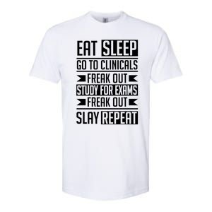 Eat Sleep Clinicals Repeat Funny Nursing School Gift Softstyle CVC T-Shirt