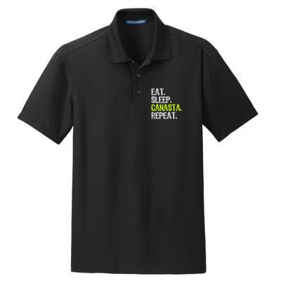 Eat Sleep Canasta Repeat Game Player Lover Funny Dry Zone Grid Polo