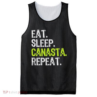 Eat Sleep Canasta Repeat Game Player Lover Funny Mesh Reversible Basketball Jersey Tank