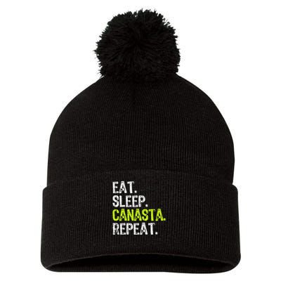 Eat Sleep Canasta Repeat Game Player Lover Funny Pom Pom 12in Knit Beanie