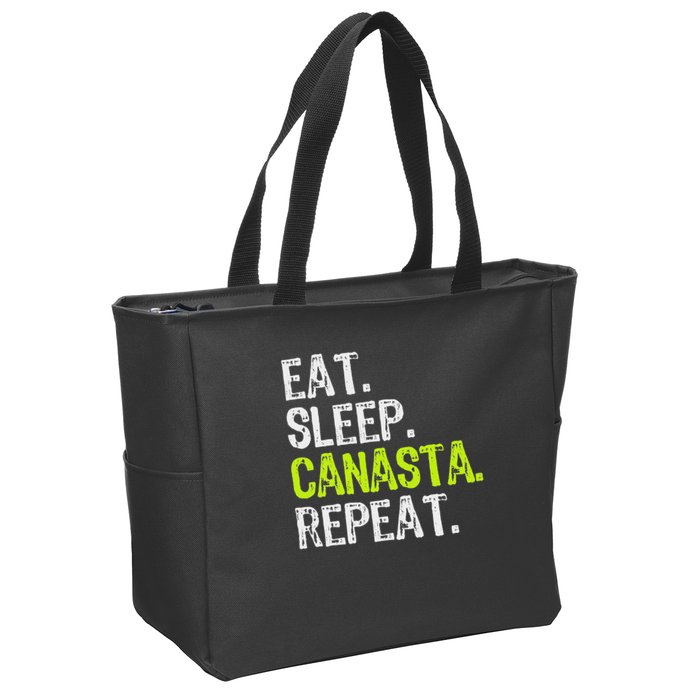 Eat Sleep Canasta Repeat Game Player Lover Funny Zip Tote Bag