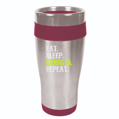 Eat Sleep Canasta Repeat Game Player Lover Funny 16oz Travel Tumbler