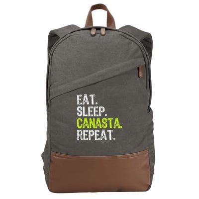 Eat Sleep Canasta Repeat Game Player Lover Funny Cotton Canvas Backpack