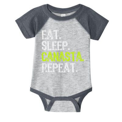 Eat Sleep Canasta Repeat Game Player Lover Funny Infant Baby Jersey Bodysuit