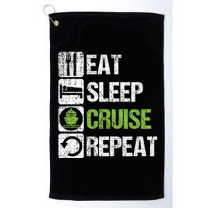 Eat Sleep Cruise Repeat Family Vacation Couples Boat Ship Cute Gift Platinum Collection Golf Towel