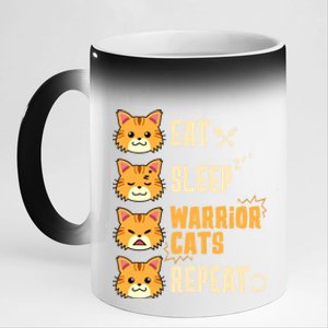 Eat Sleep Cat Warriors Repeat Cat Warrior Love Cats Great Gift 11oz Black Color Changing Mug