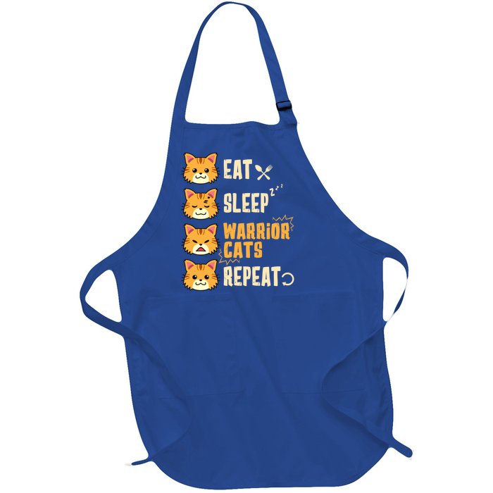 Eat Sleep Cat Warriors Repeat Cat Warrior Love Cats Great Gift Full-Length Apron With Pockets