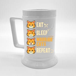 Eat Sleep Cat Warriors Repeat Cat Warrior Love Cats Great Gift Beer Stein