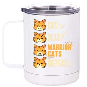 Eat Sleep Cat Warriors Repeat Cat Warrior Love Cats Great Gift 12 oz Stainless Steel Tumbler Cup