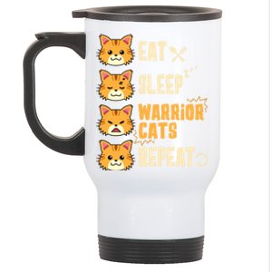 Eat Sleep Cat Warriors Repeat Cat Warrior Love Cats Great Gift Stainless Steel Travel Mug