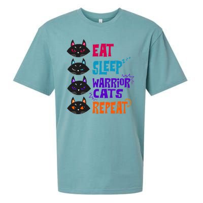 Eat Sleep Cat Warrior Repeat Cat Lover Sueded Cloud Jersey T-Shirt