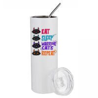 Eat Sleep Cat Warrior Repeat Cat Lover Stainless Steel Tumbler