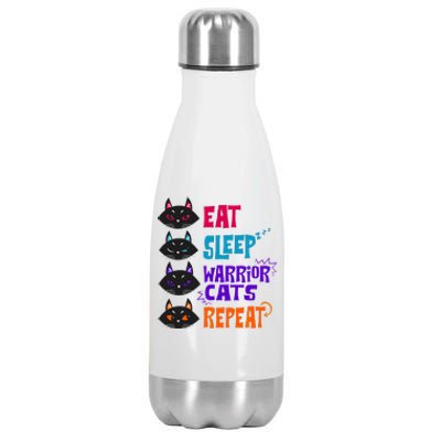 Eat Sleep Cat Warrior Repeat Cat Lover Stainless Steel Insulated Water Bottle