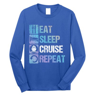 Eat Sleep Cruise Repeat Family Vacation Couples Boat Ship Funny Gift Long Sleeve Shirt