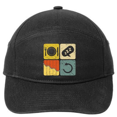 Eat Sleep Chart Repeat Cycle Funny Graph 7-Panel Snapback Hat