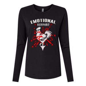 Emotional Support Chicken Emotional Support Cock Womens Cotton Relaxed Long Sleeve T-Shirt